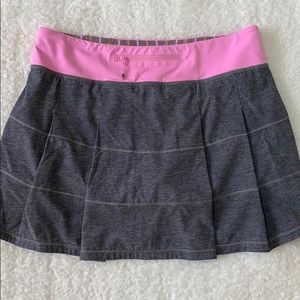 Lululemon Run Pace Rival Skirt - grey/pink trim 8T